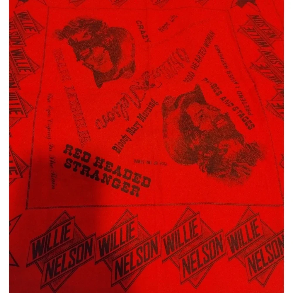 VTG 1977 Willie Nelson Red Headed Stranger Western‎ Country Music Tour Bandana